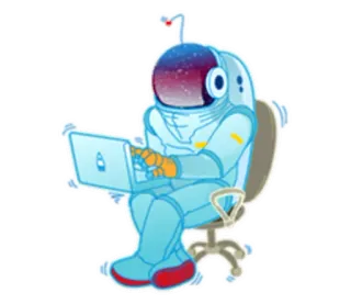 💻 2b57f055 астронавт, космос, ноутбук, набор текста, работа, компьютер, будущее telegram sticker