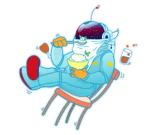 🍚 6eb5ded1 астронавт, космос, еда, ест, мультфильм, стикер telegram sticker