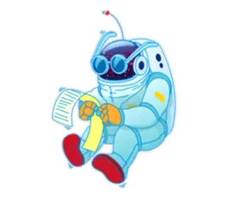🤓 c5e88205 астронавт, космос, персонаж, наклейка, чтение telegram sticker
