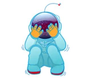 🤔 f69ddfab астронавт, космос, шлем, костюм, обеспокоен, руки на лице telegram sticker