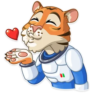 😘 4982fdb2 เสือ, นักบินอวกาศ, หัวใจ, ความรัก, สติกเกอร์, สัตว์, อวกาศ telegram sticker