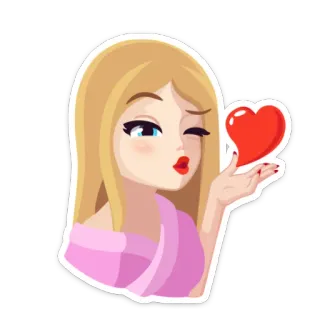 😍 20560a44 kobieta, pocałunek, miłość, serce, walentynki, kreskówka, blondynka telegram sticker