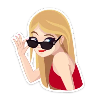 😎 5a39876a kobieta, okulary przeciwsłoneczne, blond włosy, kreskówka, dziewczyna, flirciarski telegram sticker
