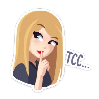 😶 7098437d TCC... kobieta, blond włosy, cicho, cisza, kreskówka, blondynka, dziewczyna, sekret telegram sticker