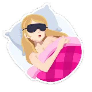 😴 b0e50355 spiąca, kobieta, sen, łóżko, noc, zmęczona, poduszka, relaks telegram sticker