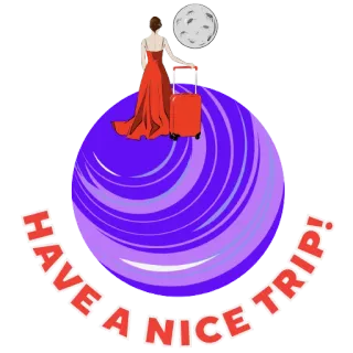 ✈️ 3d74b502 HAVE A NICE TRIP! reizen, trip, vakantie, bagage, vrouw, maan telegram sticker