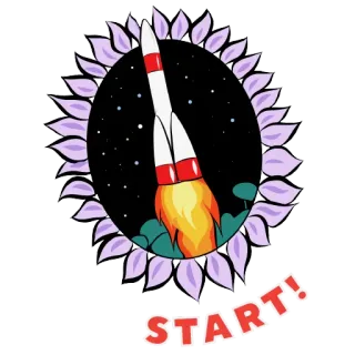 🚀 b805e93c START! raket, lancering, ruimte, bloem, start, feest telegram sticker