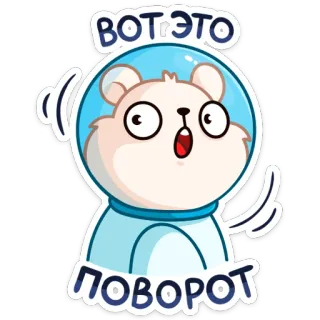 😬 a4a535ee ВОТ ЭТО ПОВОРОТ chomik, astronauta, rosyjski, niespodzianka, wow, zwierzę, kreskówka telegram sticker