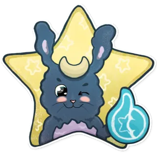 😉 4273cc25 królik, gwiazda, słodki, księżyc, zwierzę, kciuk w górę telegram sticker