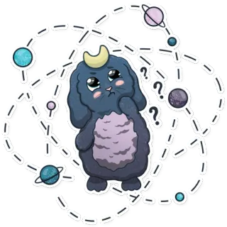 🌀 4aef5c05 królik, kosmos, planety, słodkie, księżyc, gwiazdy, zmieszany telegram sticker