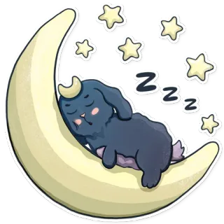 😴 6e6b73aa zzz księżyc, królik, sen, gwiazdy, słodkie, noc telegram sticker