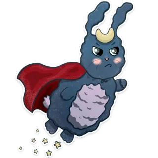 💪 83cb54bc królik, peleryna, superbohater, słodki, księżyc, zajączek telegram sticker