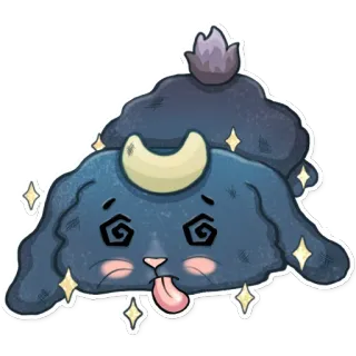 💀 c60e0487 Kreskówka, Wyczerpany, Zawroty głowy, Zwierzę, Uroczy, Błyskotki telegram sticker