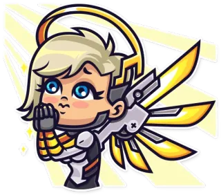 🥺 6e209056 Mercy Overwatch Mercy, Overwatch, malaikat, video game, stiker, imut, penyembuh, pendukung telegram sticker