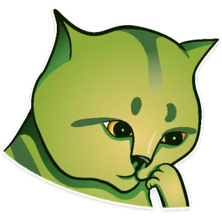 🤔 0339088d 고양이, 초록색, 동물, 애완 동물, 웃긴, 밈 telegram sticker