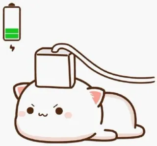 🐱 2af70734 แมว, ชาร์จ, แบตเตอรี่, น่ารัก, สัตว์, การ์ตูน, คาวาอิ telegram sticker
