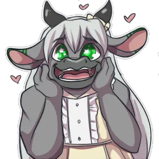 ⭐️ 3a761d3e anthropomorphic, cow, anime, sticker, cute, sparkly, animal whatsapp sticker