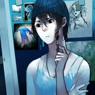 🎨 c39d6935 художник, картина, синий, портрет telegram sticker