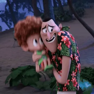 🧛‍♂ 935e9dc7 Dracula Hotel Transylvania การ์ตูน, แวมไพร์, ครอบครัว, กอด, พ่อ, ลูกชาย, ภาพยนตร์ telegram sticker