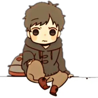 🌨 007137d0 Q版, 动漫, 男孩, 坐着, 可爱, 卡哇伊 telegram sticker