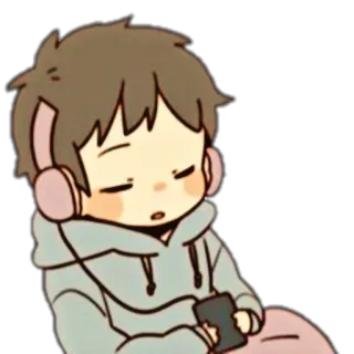 🌨 f3ffd3d6 卡通, 睡觉, 可爱, 耳机, Q版 telegram sticker