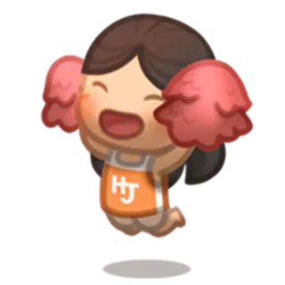 💃 17d394ca HJ Líder de torcida, Garota, Pompons, Saltando, Desenho animado telegram sticker