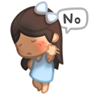👎 4a6f24ec No adesivo, fofo, menina, não, personagem, desenho animado telegram sticker
