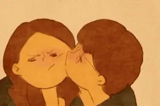 😘 85534097 Kreskówka, Pocałunek, Miłość, Uczucie, Para, Romantyzm telegram sticker