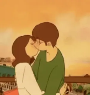 😘 f1559566 pocałunek, miłość, para, romans, związek, kreskówka telegram sticker