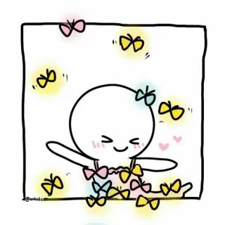 😂 cb7adfea 可爱, 卡哇伊, 插图, 卡通, 蝴蝶, 蝴蝶结, 笑脸, 异想天开 telegram sticker