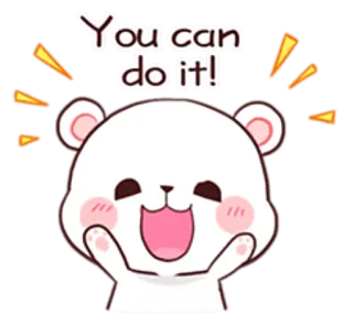😉 7fdf3418 You can do it! incoraggiamento, positivo, motivazionale, carino, orso, cartone animato, ottimista, successo telegram sticker