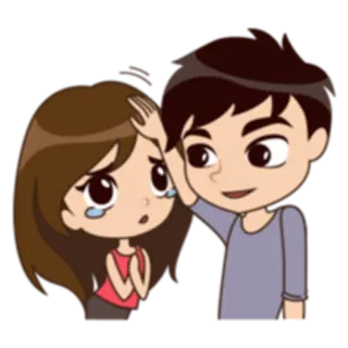 😞 361a18d6 Cartoon, Stel, Liefde, Verdrietig, Relatie telegram sticker