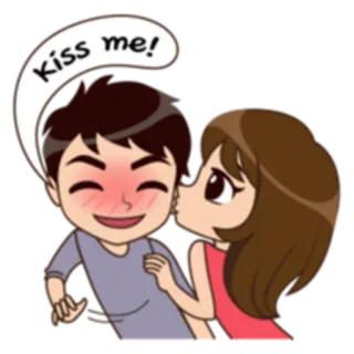 ☺️ 56ddeb9a Kiss me! kus, liefde, koppel, romantiek, cartoon, genegenheid, lief telegram sticker