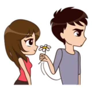 🌹 6aa3a8ed cartoon, bloem, cadeau, romantiek, stel, liefde telegram sticker