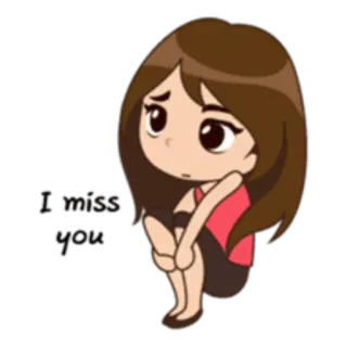 😔 bc81f37b I miss you verdrietig, ik mis je, emotioneel, cartoon, meisje telegram sticker