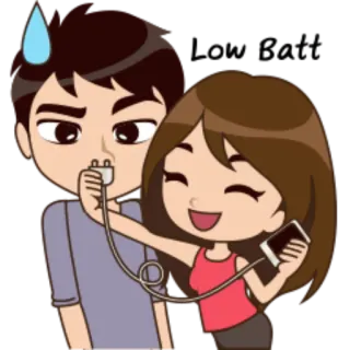 🔌 c454c38a Cartoon, Stel, Opladen, Telefoon, Humor, Relatie telegram sticker