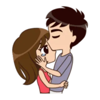 😘 dc472a39 cartoon, liefde, koppel, knuffel, romantiek, genegenheid, kus telegram sticker