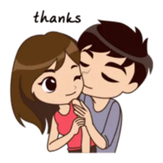 😘 deb7f47b Thanks Cartoon, Liefde, Stel, Genegenheid, Bedankt telegram sticker