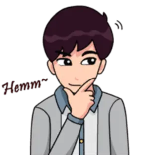 🤔 a877701d Hmm~ pensando, ponderando, desenho animado, rosto, hmm telegram sticker
