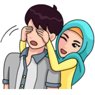 🙈 b94b507e casal, muçulmano, hijab, fofo, carinhoso telegram sticker