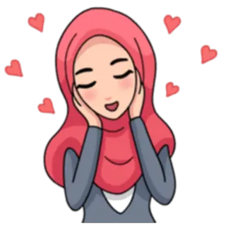 💕 d950c3e3 Hijab, Corações, Feliz, Mulher, Amor, Muçulmano telegram sticker