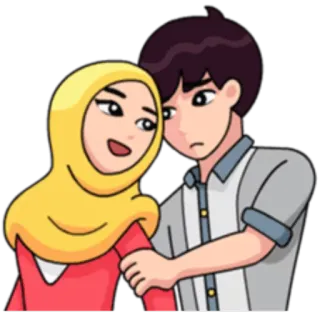 😀 ec60f904 casal, hijab, desenho animado, amor, muçulmano telegram sticker