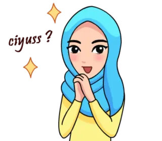 😊 551304ce Semangat! Hijab, Femme, Dessin animé, Étincelles, Semangat, Encouragement telegram sticker