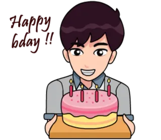 🎂 74e8db4c Happy Birthday !! anniversaire, fête, gâteau, dessin animé telegram sticker