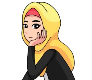 🙁 bbd8dcbf femme, hijab, dessin animé, musulman, fille telegram sticker