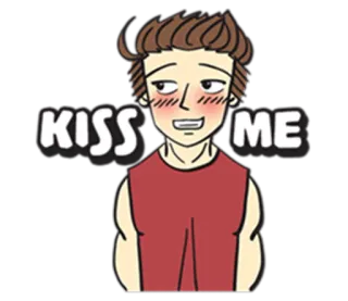 😁 25f87a8c KISS ME kiss, love, romance, cartoon, male telegram sticker
