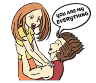 💑 6dffee36 YOU ARE MY EVERYTHING love, romance, couple, relationship, cartoon, affection, hug telegram sticker