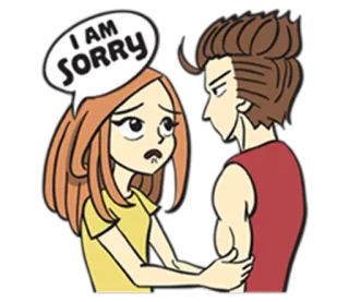 😢 a53dbd06 I AM SORRY apology, sorry, cartoon, characters, relationship, sad, emotional telegram sticker