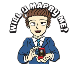 💍 b7a94b3f WILL U MARRY ME? proposal, marriage, love, ring, cartoon, engagement, wedding telegram sticker