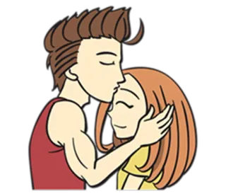 😘 c87e5264 cartoon, couple, love, romance, affection, kiss, hug telegram sticker